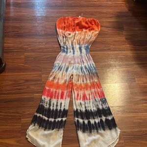Young Fabulous & Broke Orange and Blue Tie-Dye Jumpsuit